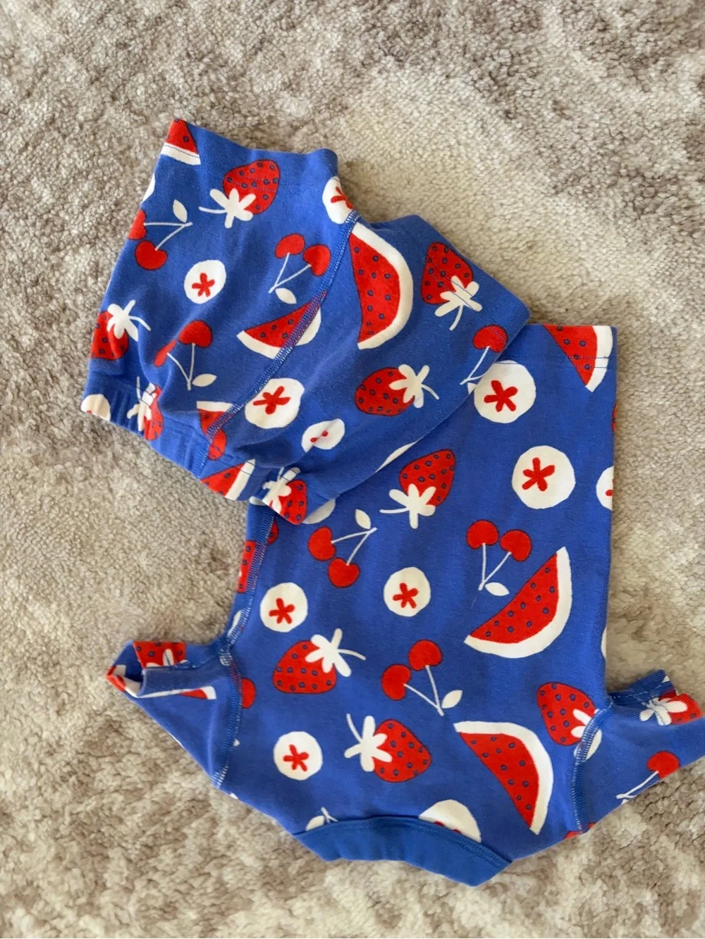 Hanna Andersson Blue Red White Fruit Print Pajama Set